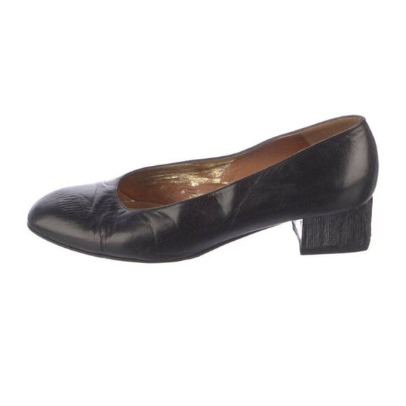 Bruno Magli Authentic Solid Black Vintage Medium Low Heel Pumps 8.5 C - Picture 1 of 7